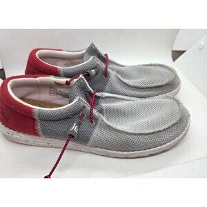 Hey Dude Mens Wally Sox Shoes EU 44 US 11 Gray & Red Casual Slip-On Lightweight